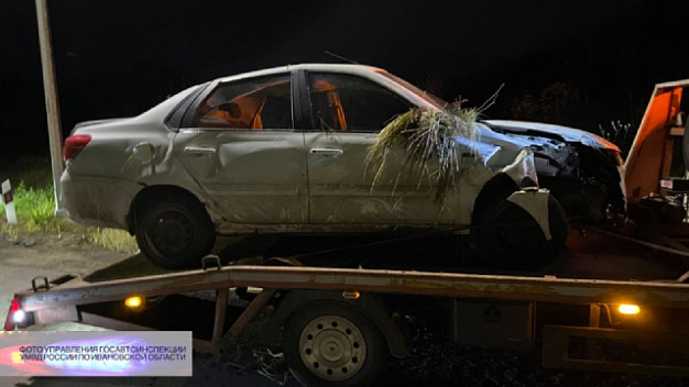 Автомобиль «Датсун» улетел в кювет на трассе Ростов-Иваново-Нижний Новгород